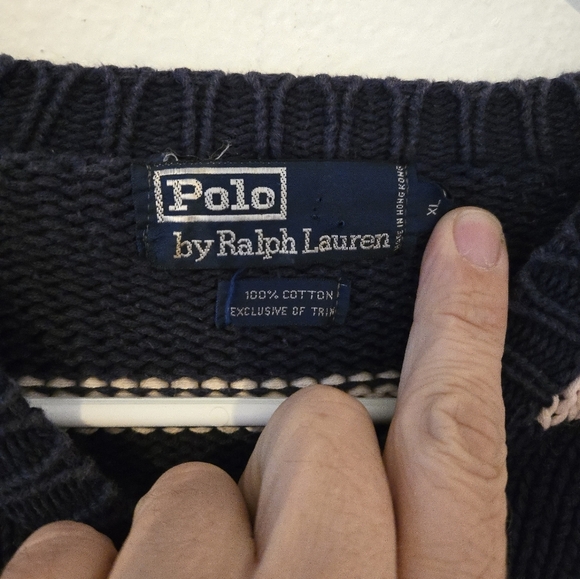 Polo Ralph Lauren Sweater Stripes Womens Size XL Red Shoulder Patches Cotton Hea - Picture 4 of 7